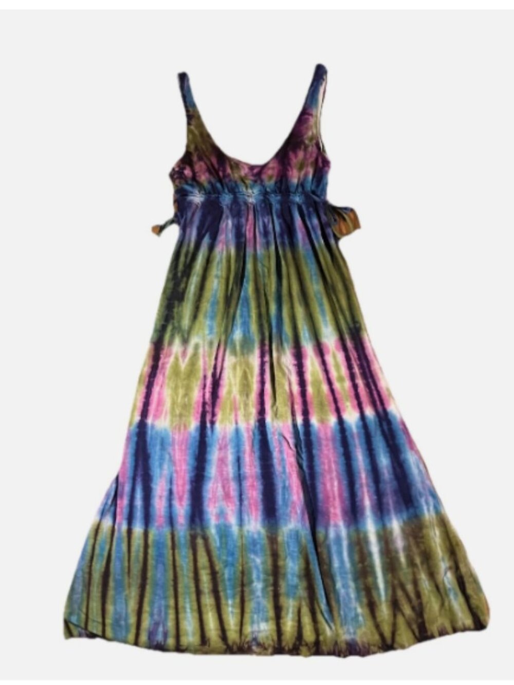 Lucky Brand Tie Dye Sundress Women Medium Boho Midi Dress Colorful